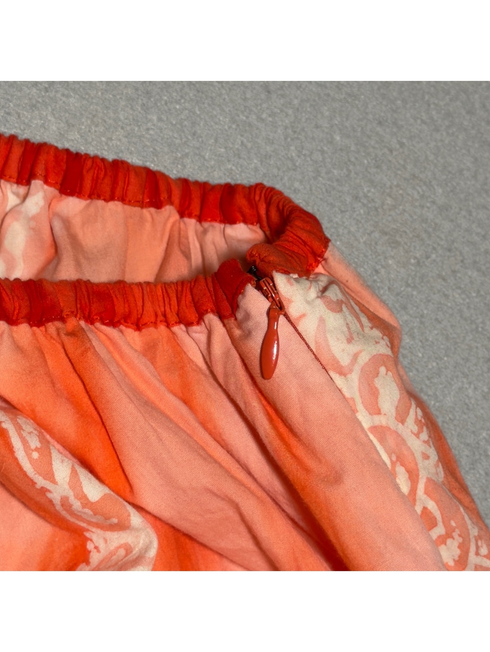 Vintage LA Blend Handmade 100% Cotton Orange Ombre Paisley Midi Skirt SizeL - Picture 4 of 5